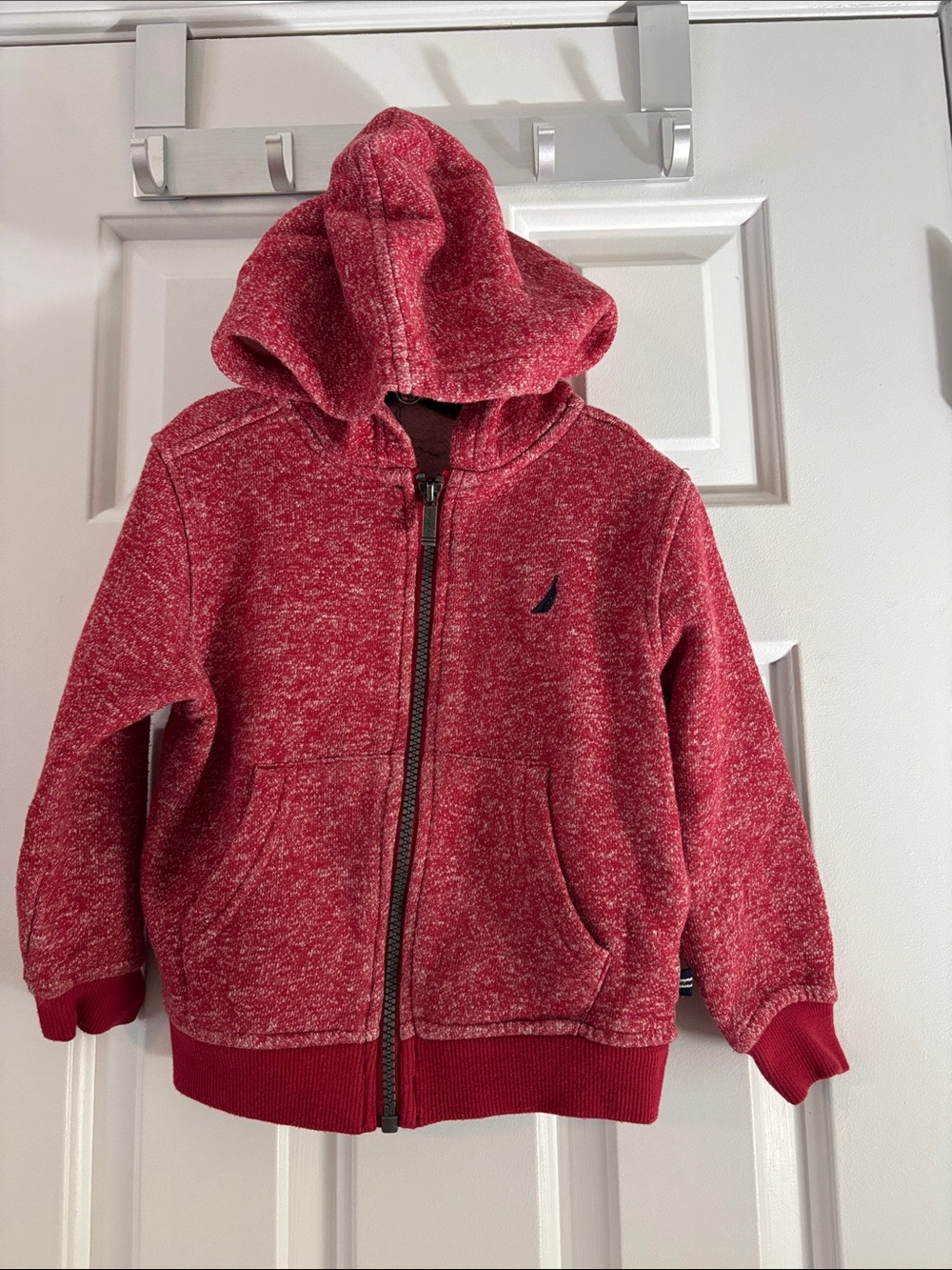 Nautica Kids Heathered Red Hooded Zip Sweatshirt